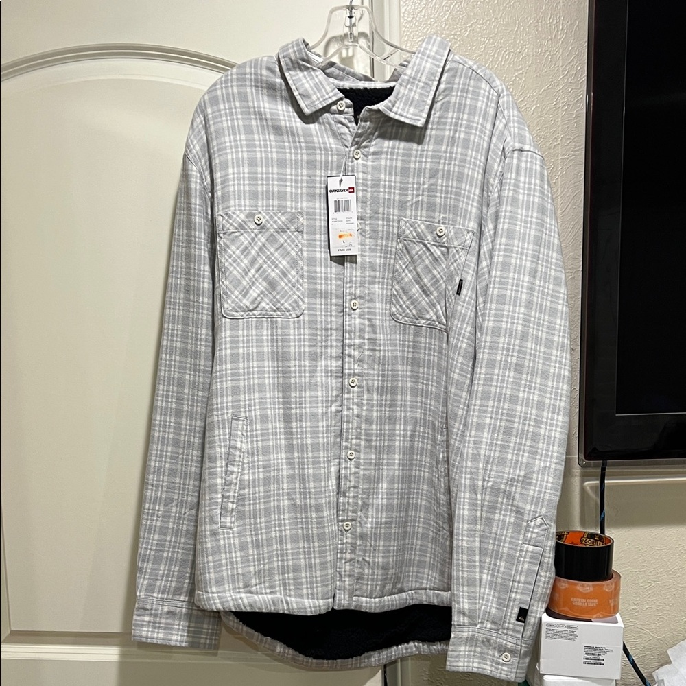 Quiksilver Light Gray Plaid Casual Shirt